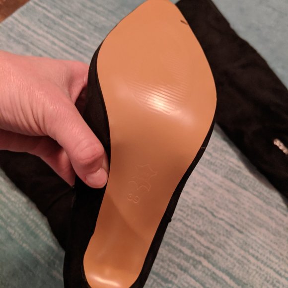 Black Suede Stiletto Over the Knee Boots - Size 8 - Picture 3 of 4